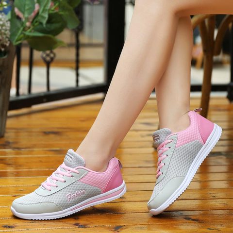 Summer Light Weight Women Sports Shoes 2022 Sporty Woman Sneakers Ladies Running Shoes Women's Sport Shoes Gym Gray Pink E-250 ► Photo 1/6