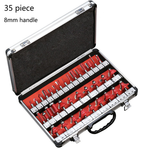 35PCS 8mm Shank Tungsten Carbide Router Bit Set Wood Woodworking Cutter Trimming Forming Milling Carving Cutting Knife Tools ► Photo 1/6