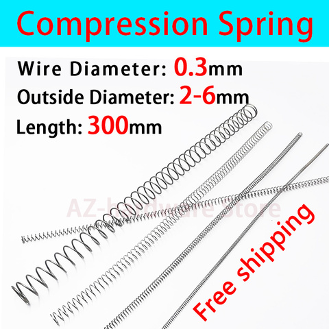 Compressed Spring Pressure Spring Wire Diameter 0.3mm, Outer Diameter 2mm-6mm, Length 300mm Release Spring Return Spring 1 Pcs ► Photo 1/6