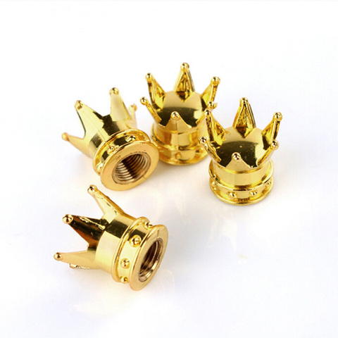 4PCS Gold Crown Shaped Tyre Wheel Stem Air Valve Caps Car Tire Valve Caps Auto Truck Motocycle Bike MTB Dust Dustproof Caps ► Photo 1/6