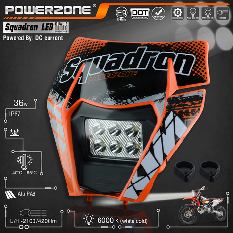 PowerZone Motorcycle LED Headlight Headlamp Head Light Supermoto Fairing For KTM EXC SXF MX Dirt Bike Enduro LED Headlight ► Photo 1/6