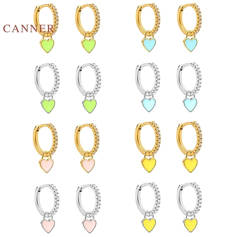 CANNER Earrings For Women Real 925 Sterling Silver Ins Geometric Water Drop Piercing Earrings Hoops Zircon Jewelry Pendientes ► Photo 1/6