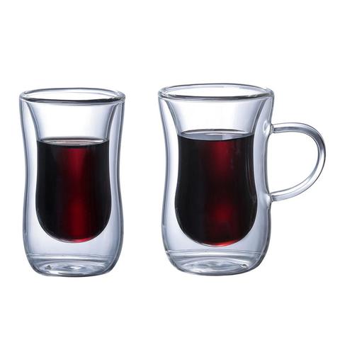Innovative Double Wall Insulated Glass Cup Heat-resistant Glass Handle for Tea Coffee Latte Espresso Iced Tea Dishwasher Mugs ► Photo 1/6