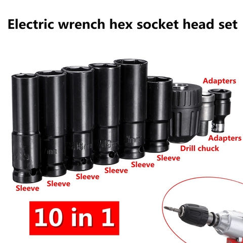 10 pcs Electric Wrench Screwdriver hex socket head Kits set for Impact Wrench Drill ► Photo 1/6