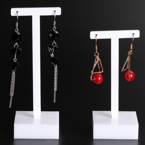 High Quality 2pcs/set White Acrylic Earrings Holder Earrings  Showcase Jewelry Display Stand Earring Showing Rack Shelf ► Photo 1/5