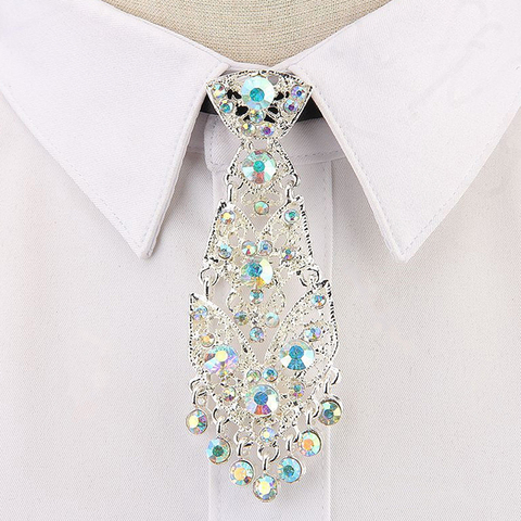 Fashion Personality Crystal Neckties Trendy General Korean Wine Party Wedding Ceremony Metal Short Luxury Tie Men Accessories ► Photo 1/6