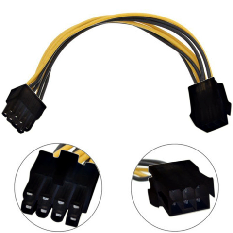 1PC 6 Pin Feamle to 8 Pin Male PCI Express Power Converter Cable CPU Video Graphics Card 6Pin to 8Pin PCIE Power Cable ► Photo 1/5