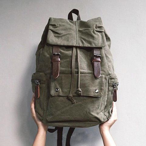 Vegetarian Pu Leather with Canvas Backpacks Leisure Laptop Bag Vintage Backpack For Men ► Photo 1/6