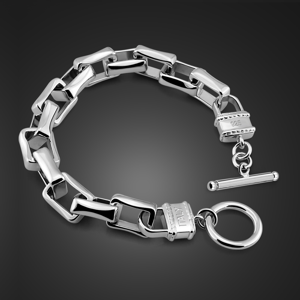 Fashion Jewelry Punk Men Women Silver Chain Link Bracelet Wristband Bangle Gift