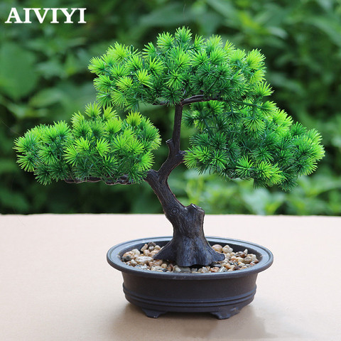 Chinese Zen Simulation Fake Pine Tree Welcoming Pine Potted Plants Bonsai Decorations Garden Equipment Home Decor Artificial ► Photo 1/6