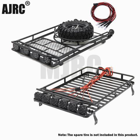 Metal roof rack with 4 LED lights for 1:10 RC Rock Crawler SCX10 II 90046 90047 G500 Jeep Wrangler Traxxas Trx4 luggage rack ► Photo 1/6