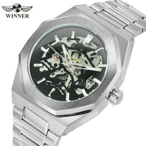 WINNER Official Military Automatic Watch Men Skeleton Mechanical Wrist Watches Stainless Steel Strap Fashion Chic relógio Clock ► Photo 1/6