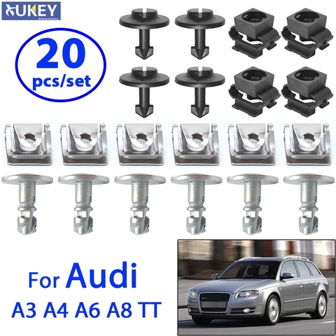 20PC Engine Under Gearbox Cover Clips Undertray Shield Body Splash Guard Fastener Screw For Audi A3 A4 B5 B6 B7 A6 A8 TT Mk1 Car ► Photo 1/6