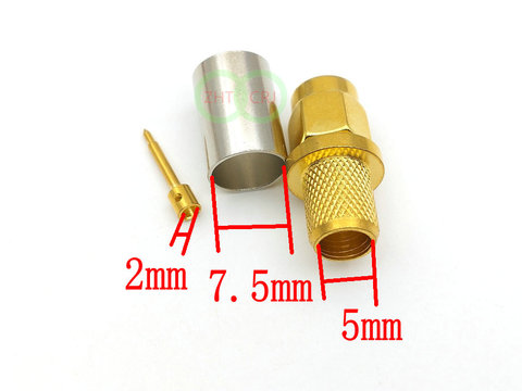 100PCS SMA Male Plug RF Coax Jack Crimp for RG5 RG6 5D-FB H155 LMR300 Cable Straight adapter ► Photo 1/5