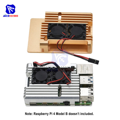 diymore Raspberry Pi 4 Model B Protective Case Dual Cooling Fan Enclosure Aluminum Alloy Case with Heatsink Pillar ► Photo 1/1
