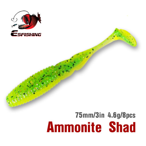 KESFISHING Pesca Fishing Lure Soft Silicone Ammonite Shad 75mm 8pcs 4.6g Crankbait Carp Fishing Tackle Green Spinner ► Photo 1/5