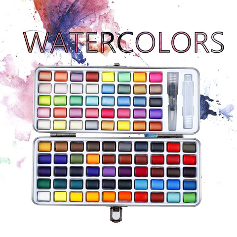 Professional 50/72/90 Color Solid Watercolor Set Basic Neon Glitter Watercolor Paint for Drawing Art Paint Supplies Art Supplies ► Photo 1/6