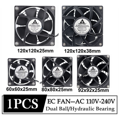 1Pcs Gdstime EC Axial Fan 60mm 80mm 90mm 120mm PC Dual Ball Brushless Fan  Cooler AC 110V 120V 220V 230V 240V Computer Case Fan ► Photo 1/6