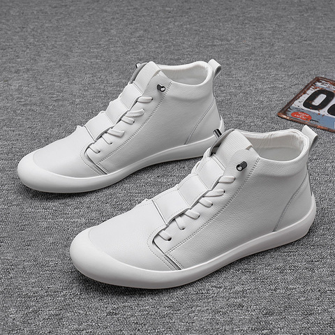 100% Genuine Leather Shoes Men High top Sneakers Fashion Men White Shoes Cool Street Young Man Footwear Male Sneakers 896 ► Photo 1/5