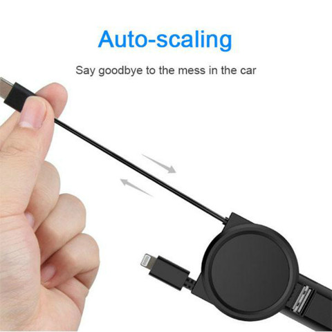 4in1 Car Folding Retractable USB Charger Fast Charging QC Phone Charger Adapter For iPhone 12 11 Pro Max 6-8 Xiaomi Redmi Huawei ► Photo 1/6