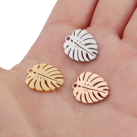 5pcs/lot Polishing Leaf Stainless Steel Decoration Pendant Connectors Bohemia Handmade Charm DIY Earrings Jewelry Making ► Photo 1/6