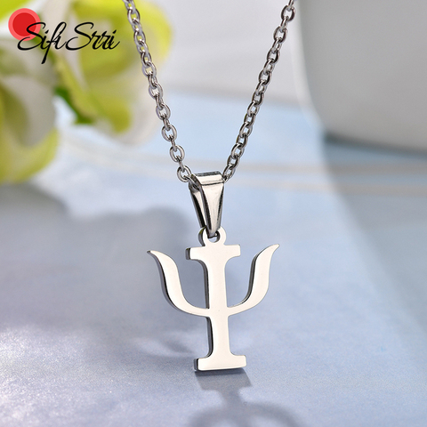 Sifisrri Minimalistic PSI Symbol Necklaces For Women Men Stainless Steel Psychology Pendant Necklace Greek Letter Jewelry Gift ► Photo 1/6