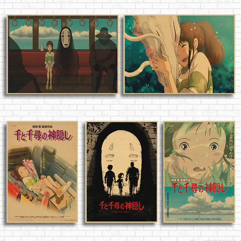 Spirited Away Hayao Miyazaki movie posters kraft Japanese anime anime children's room decorative paintings poster ► Photo 1/6