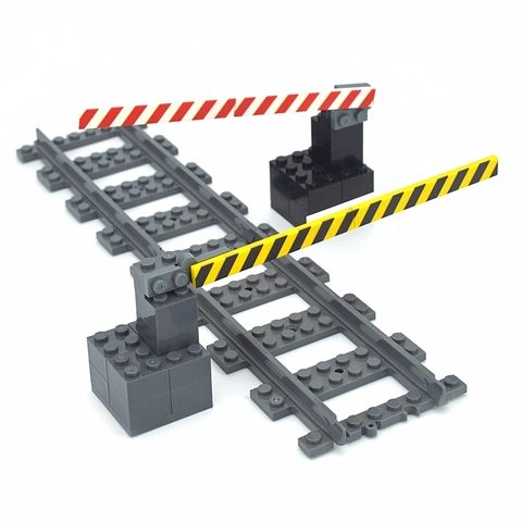 City Train Tracks mini signs signal lamps Model Trein Crossing Track  Rail Road traffic lights Rails DIY Building Block ► Photo 1/6