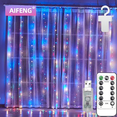 Christmas Holiday LED Decoration Lights Fairy Bedroom String Garland Remote Lighting Curtain Lights With Remote Control ► Photo 1/6
