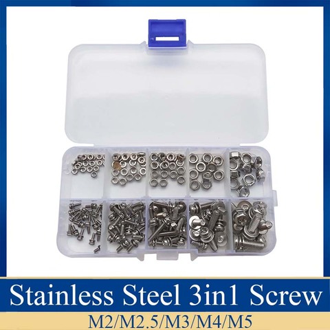 160Pcs/Set Stainless Steel SS304 Screws Round Head Screws Nuts Bolts Assortment Kit M2 M2.5 M3 M4 M5 ► Photo 1/6