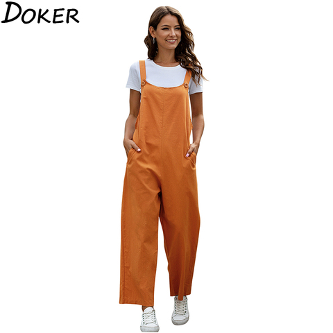2022 Fashion Women Girls Loose Solid Jumpsuit Strap Dungarees Harem Trousers Ladies Overall Pants Casual Playsuits Plus Size ► Photo 1/6