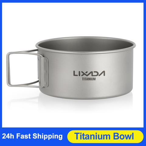 Titanium Bowl with Folding Handles Camping Bowl Dinner Food Container Outdoor Pan for Outdoor Camping Hiking Backpacking ► Photo 1/6