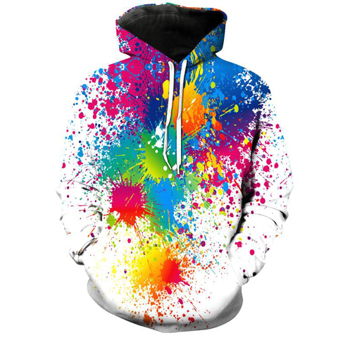 3D Hoodies Men Splatter Colorful Paint Stains 3D Print 2022 New Sweatshirt Streetwear Pullovers Tops Plus Size ► Photo 1/6