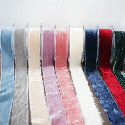 Ins style 50mm Silk Velvet Ribbon,Crepe Frayed Edged Ribbon for wedding ribbon packaging ribbon 100% silk ribbon soft ribbon ► Photo 1/6