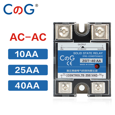 CG SSR-10AA 25AA 40AA SSR Single Phase  JGX AC Control AC Heat Sink 70-280VAC To 24-480VAC 10A 25A 40A AA Solid State Relay ► Photo 1/5