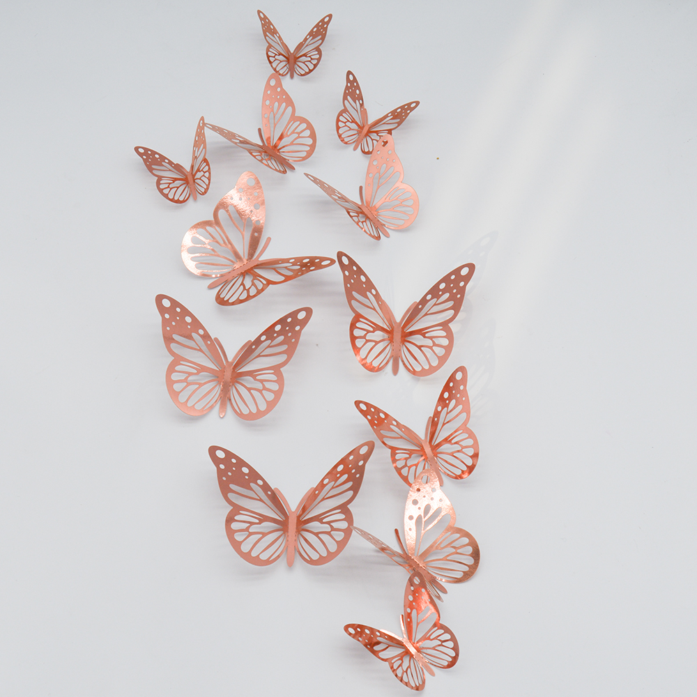 12Pcs 3D Hollow Butterfly Wall Sticker DIY Party Wedding Butterflies Home Decor