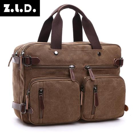 Z.L.D. Men's casual canvas bag business briefcase large-capacity handbag retro classic messenger bag youth student school bag ► Photo 1/6