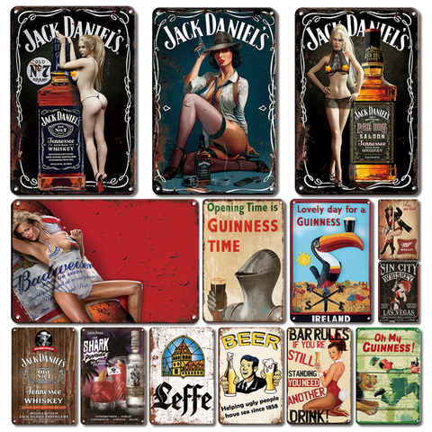 Vintage Ireland Beer Poster Metal Sign Retro Hot Sexy Wine Girl Tin Plate Signs For Tiki Bar Pub Decor Plaques Kitchen Door Sign ► Photo 1/6