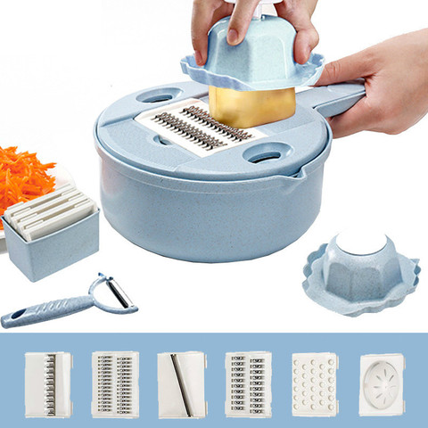 Kitchen slicer and chopper eight in one set potato slice and slicing multi-function slicer  kitchen appliances  kitchen utensils ► Photo 1/4