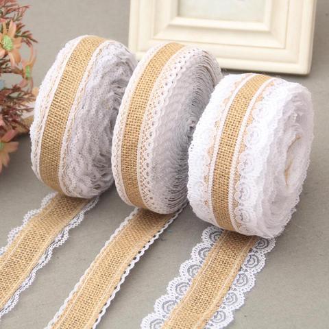 2m/Roll Linen Vintage Burlap Lace Table Runner Handmade Jute Burlap Band for Country Party Wedding Christmas Decoration ► Photo 1/4