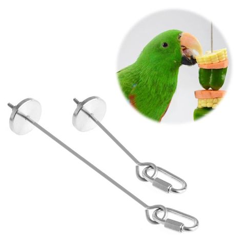 Bird Food Holder Support Stainless Steel Parrot Fruit Vegetable Feeder Stick Spear Meat Skewer Foraging Toys ► Photo 1/6