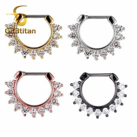 G23titan Womens Body Jewelry Piercing Hoops Nose Seputm Ring Titanium Clicker Crystal Ear Daith Earring ► Photo 1/6