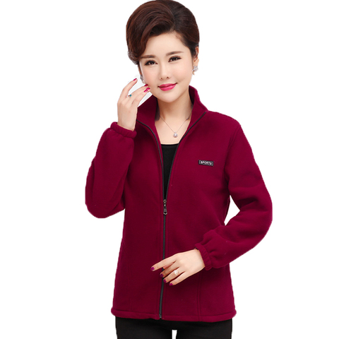 2022 Women's Jacket Spring Autumn Large Size Loose Long Sleeve Standing Collar Jacket Women's Fleece Jacket Mother Wear A871 ► Photo 1/6