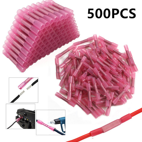 500/1000PCS Red Heat Shrink Connectors Insulated Waterproof Crimp Terminals Seal Butt  Electrical Wire Connector 22-18 AWG ► Photo 1/6