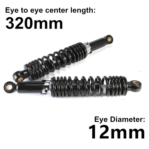 Universals 320mm 12mm Eye Motorcycle Accessories Air Shock Absorber Rear Suspension For Yamaha Motors Scooter ATV Quad D30 ► Photo 1/6