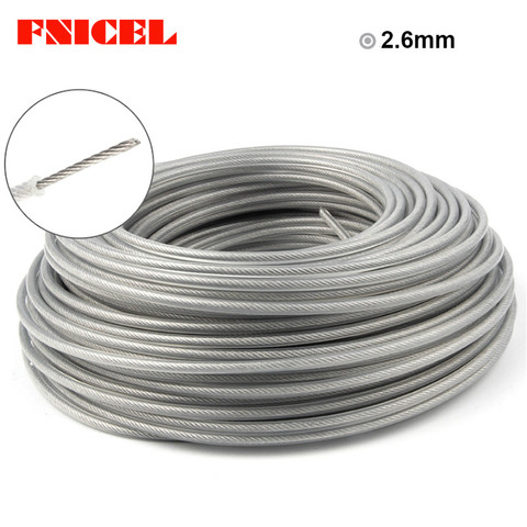 2.6mm Wire Rope Cord Line Grass Trimmer Line Inside with Steel Wire Brush Cutter Nylon Line for Garden Tools Parts ► Photo 1/5