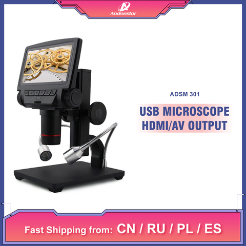 Andonstar Digital Microscope USB ADSM301 HDMI/AV Long object distance digital  microscope for phone repair soldering tool watch ► Photo 1/6