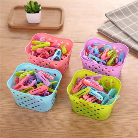 30PCS Plastic Clothes Pegs Laundry Clothespin Clothes Pins Storage Organizer Quilt Towel Clips Spring With Basket Cabides Hanger ► Photo 1/6