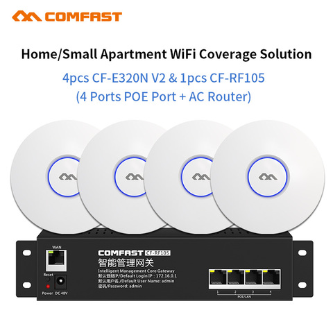 Hotel Home Wifi Cover Seamless Wifi Manage Router 4pc 300Mbps indoor Access Point AP + 1 RF105 4Port Poe AC Router load Balance ► Photo 1/6