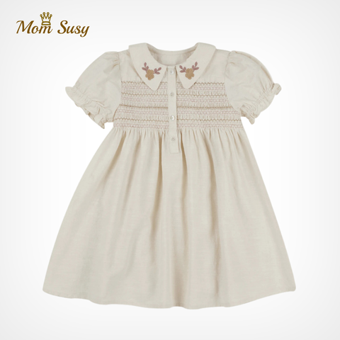 Baby Girl Dress Embroidery Flower Peter Pan Collar Summer Infant Toddler Girl Cotton Dress Puff Sleeve Vestido Baby Clothes ► Photo 1/6